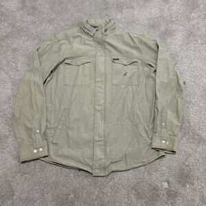 LRG Lifted Research Group Woven Jacket Mens 2XL Hooded Zip Up Snap Green